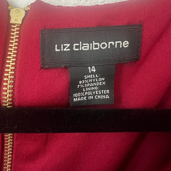 Liz Claiborne Burgundy Lace Party dress Size 14 Used Once  (0496) - Picture 8 of 13
